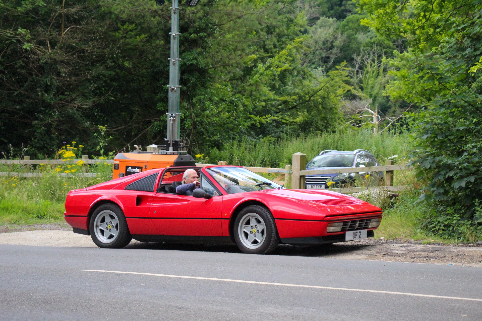 UF 2 private number plate on a Ferrari 328, spotted in Goodwood House
