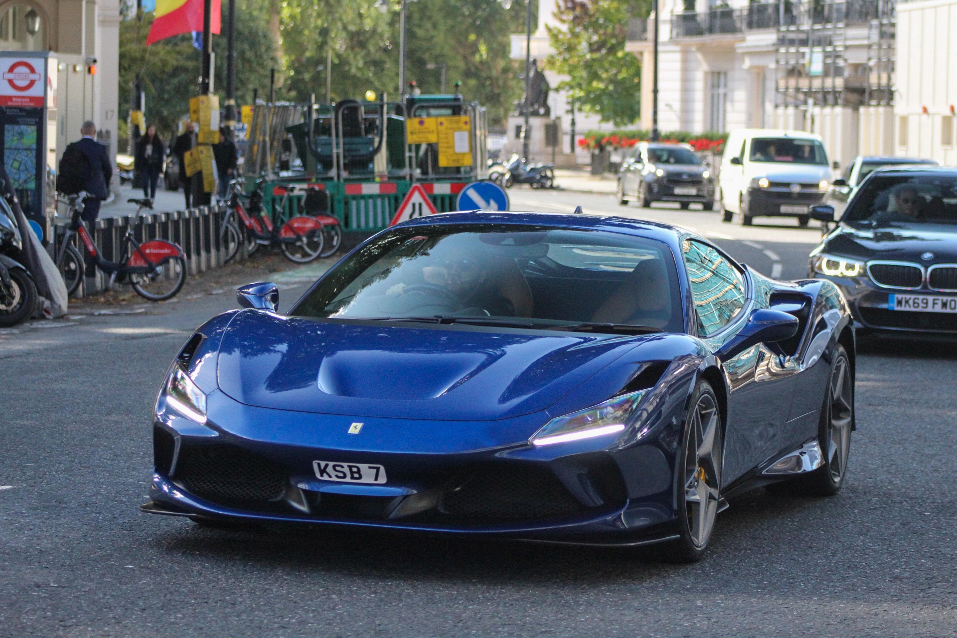 KSB 7 private number plate on a Ferrari F8, spotted in London