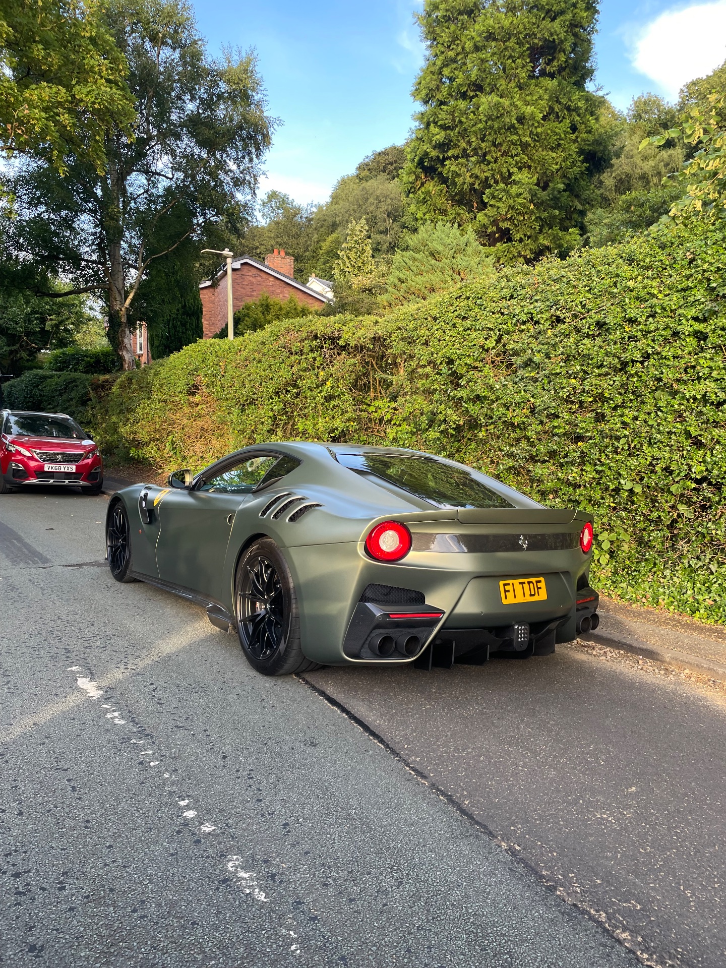 F1 TDF private number plate on a Ferrari F12, spotted in Alderley Edge