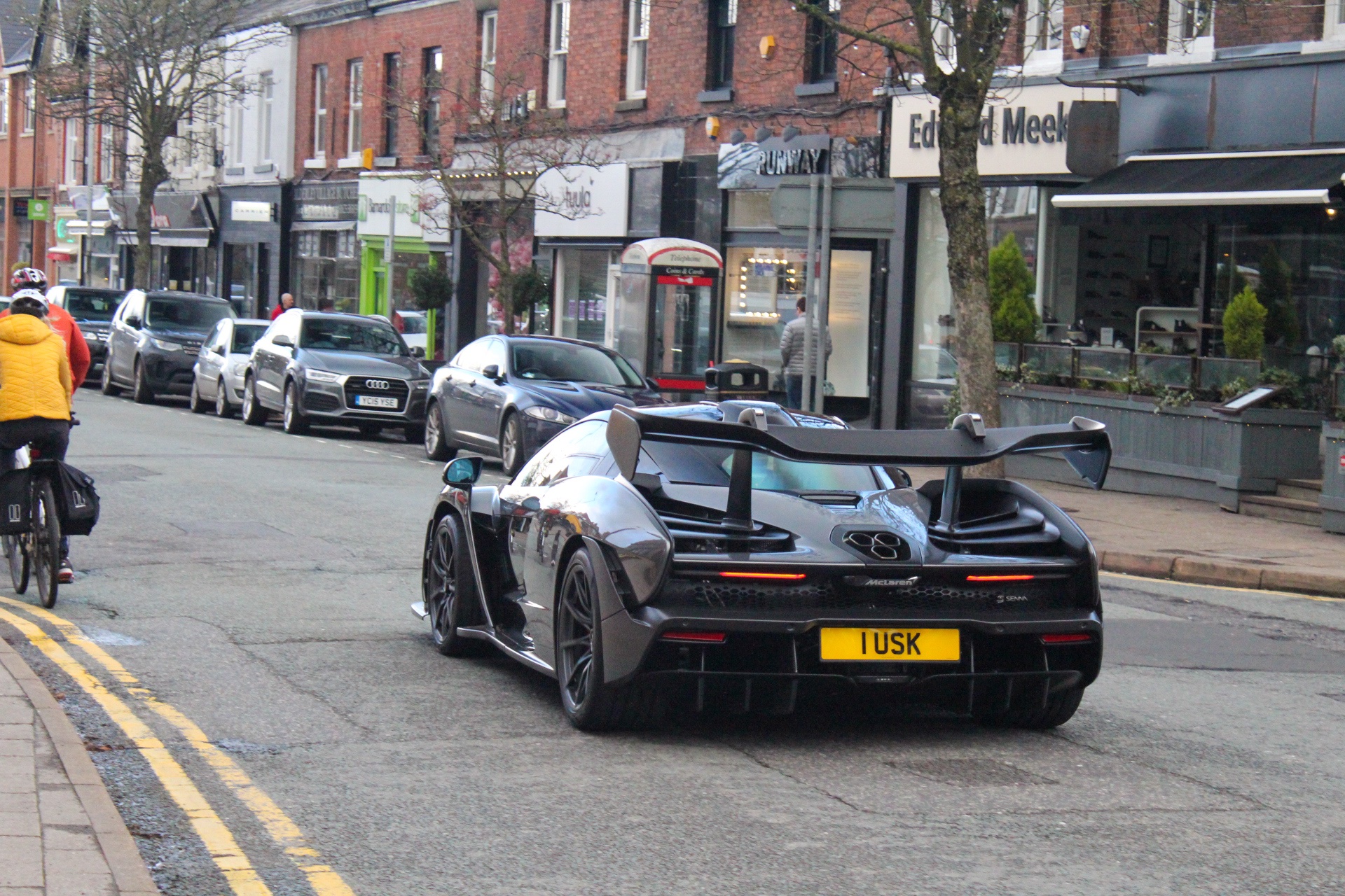 1 USK private number plate on a McLaren Senna, spotted in Alderley Edge