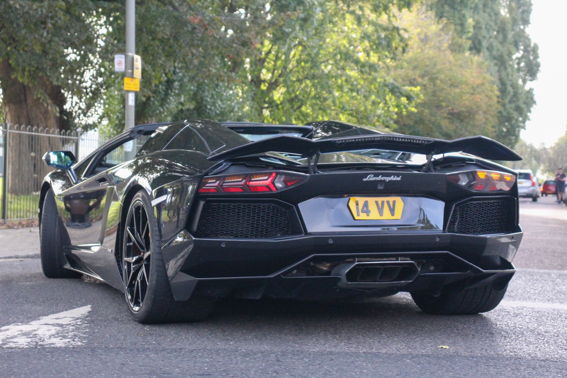 14 VV private number plate on a Lamborghini Aventador, spotted in London