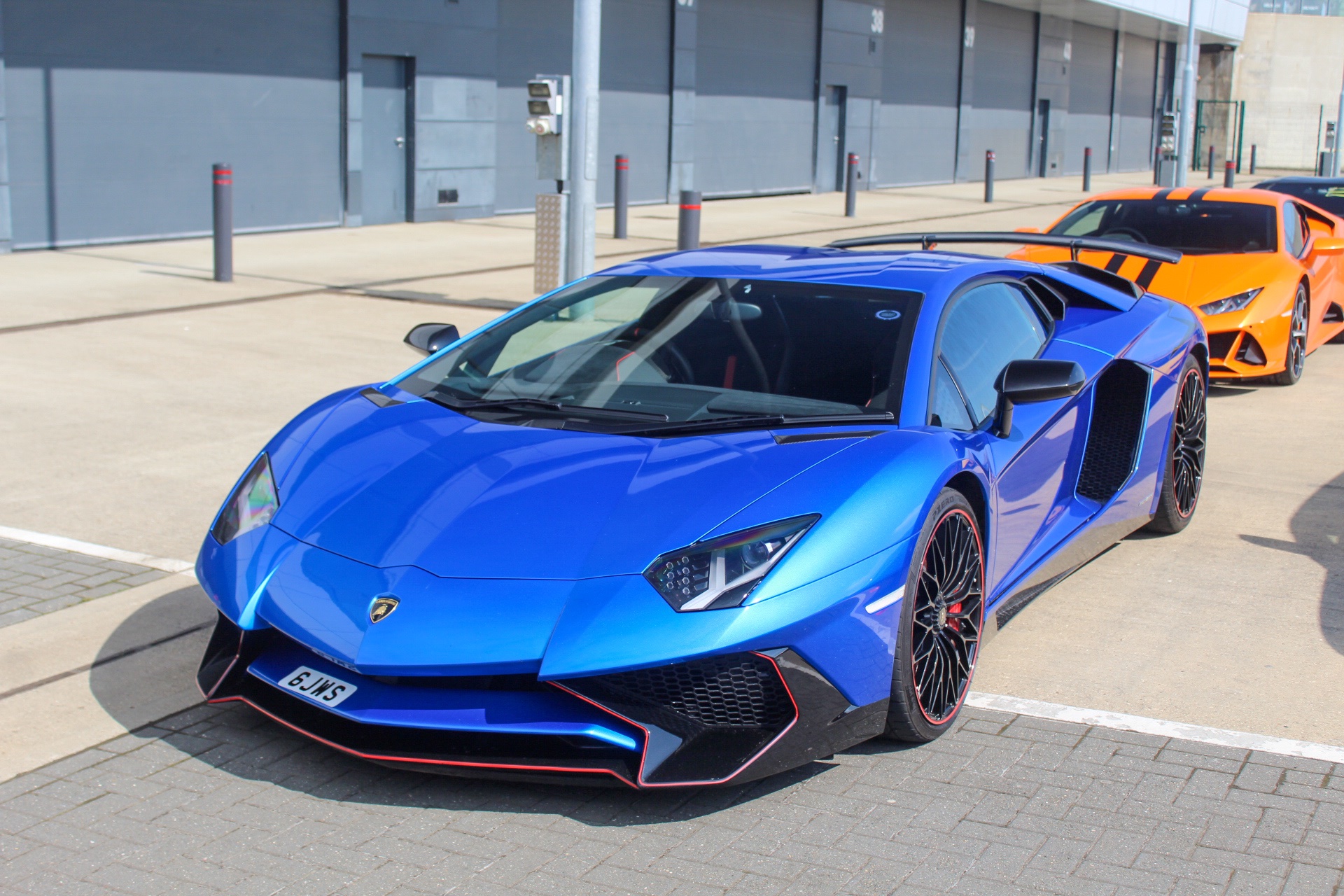 6 JWS private number plate on a Lamborghini Aventador, spotted in Silverstone Circuit