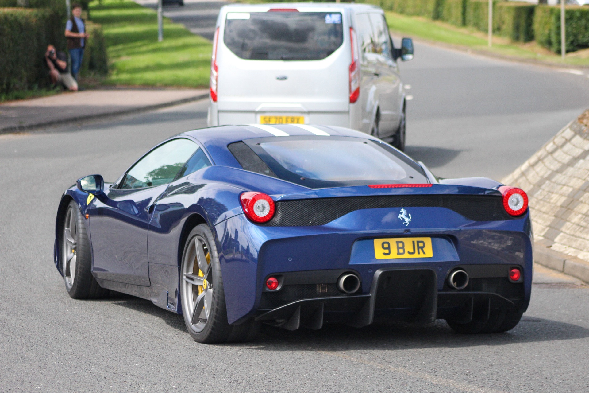 9 BJR private number plate on a Ferrari 458, spotted in Silverstone Circuit