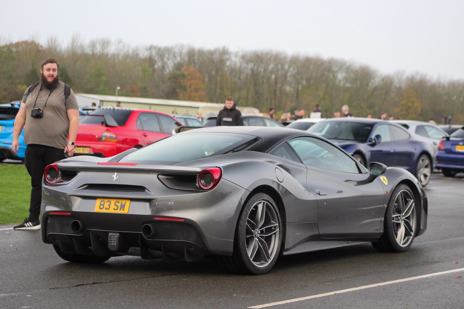 83 SW private number plate on a Ferrari 488, spotted in Donington Park