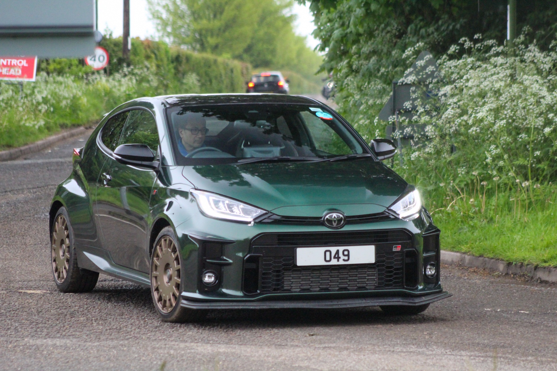 O 49 private number plate on a Toyota Yaris, spotted in Goodwood Motor Circuit