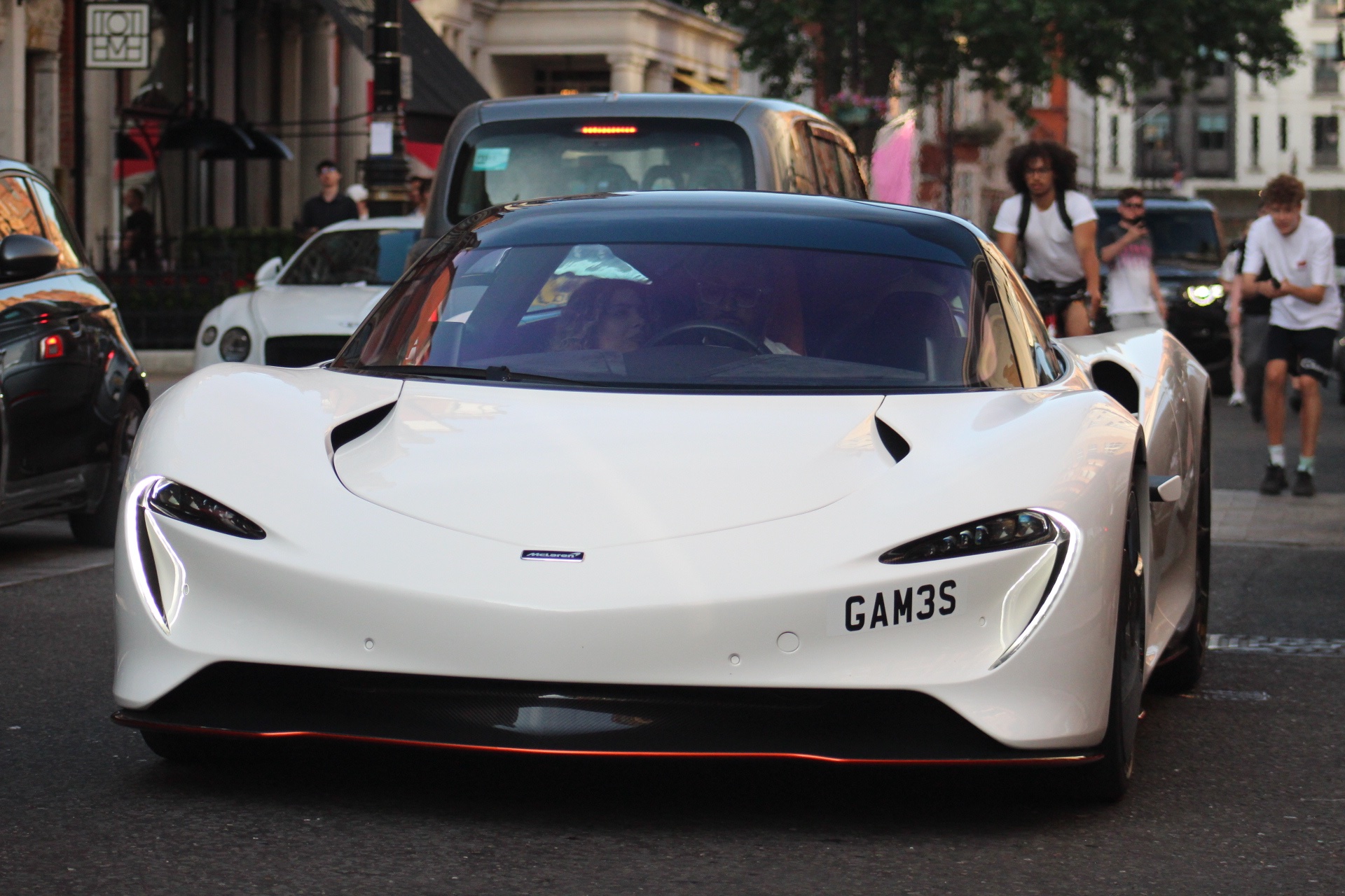 GAM 3S private number plate on a McLaren Speedtail, spotted in London