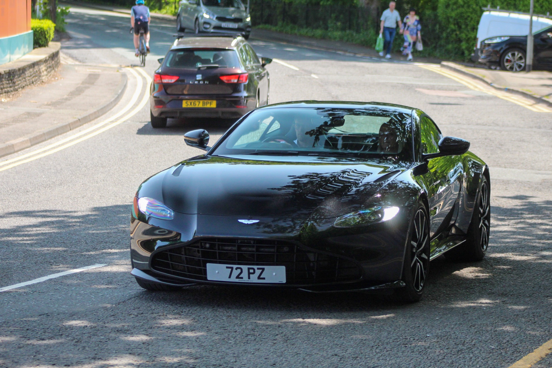 72 PZ private number plate on a Aston Martin V8 Vantage, spotted in Alderley Edge