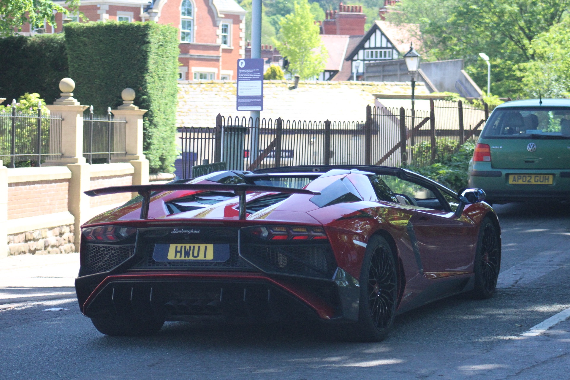 HWU 1 private number plate on a Lamborghini Aventador, spotted in Alderley Edge