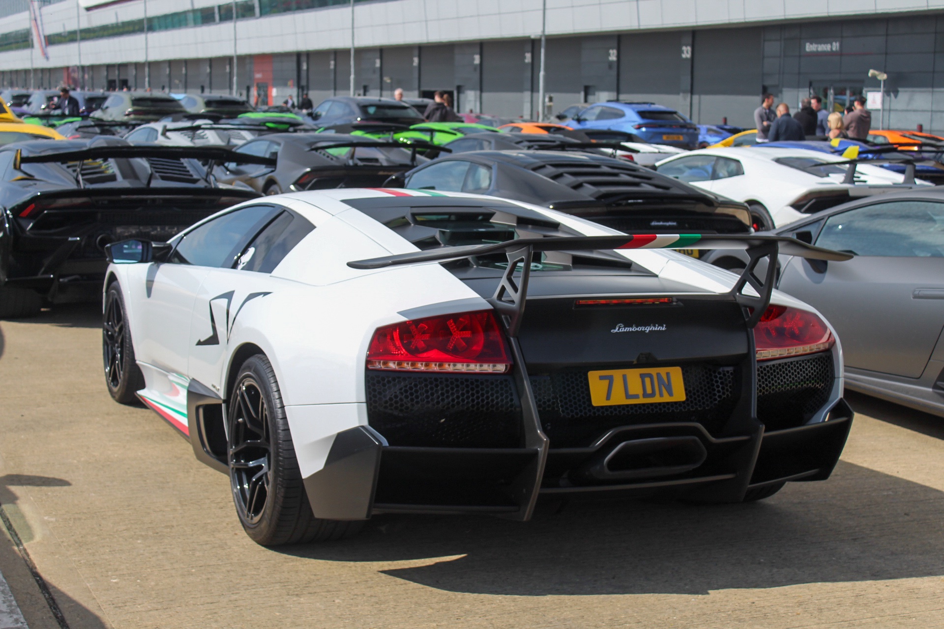 7 LDN private number plate on a Lamborghini Murcielago, spotted in Silverstone Circuit