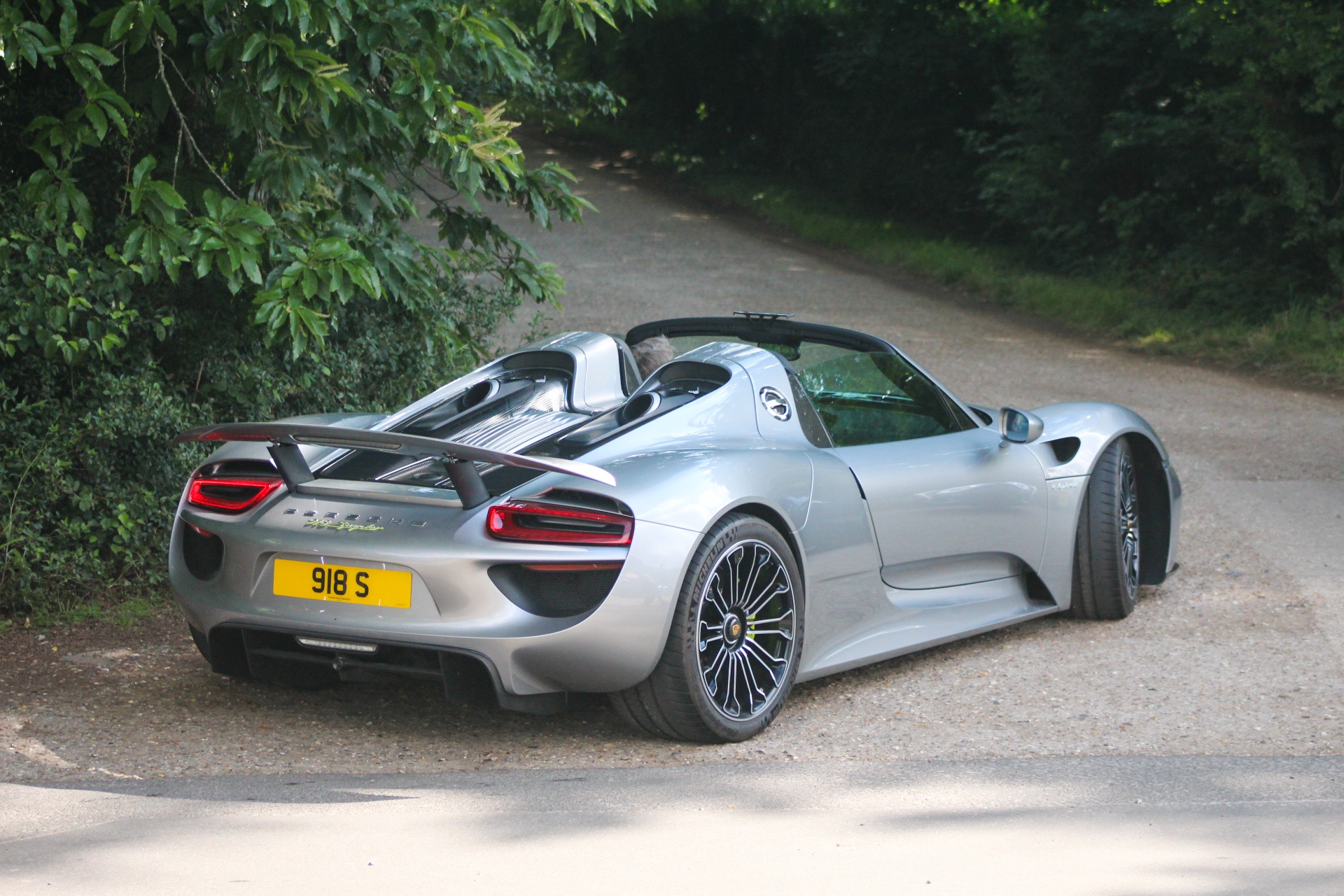 918 S private number plate on a Porsche 918 Spyder, spotted in Goodwood House