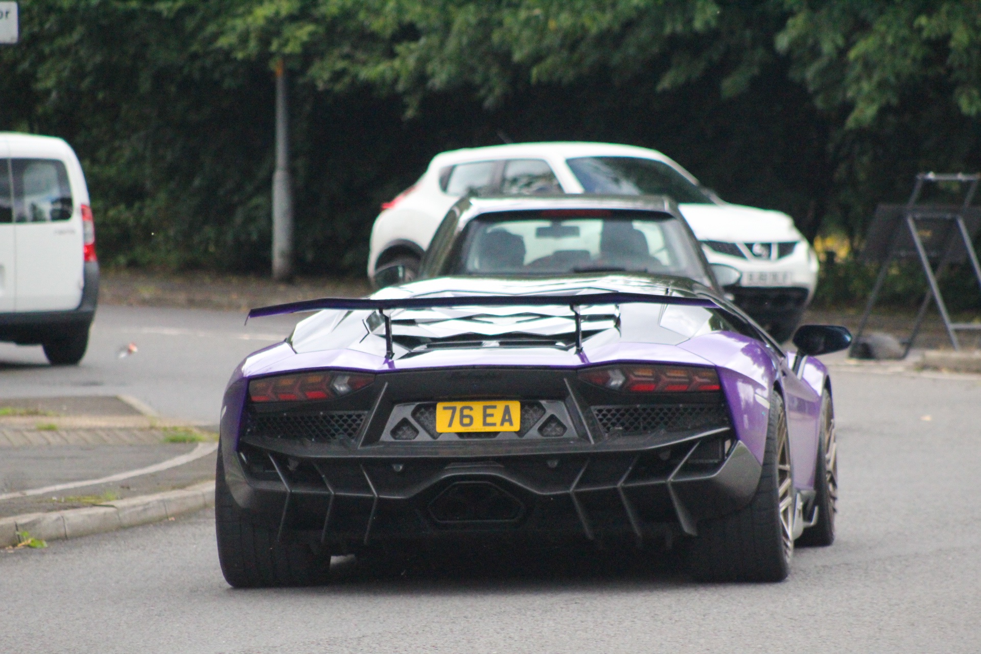76 EA private number plate on a Lamborghini Aventador, spotted in Alderley Edge