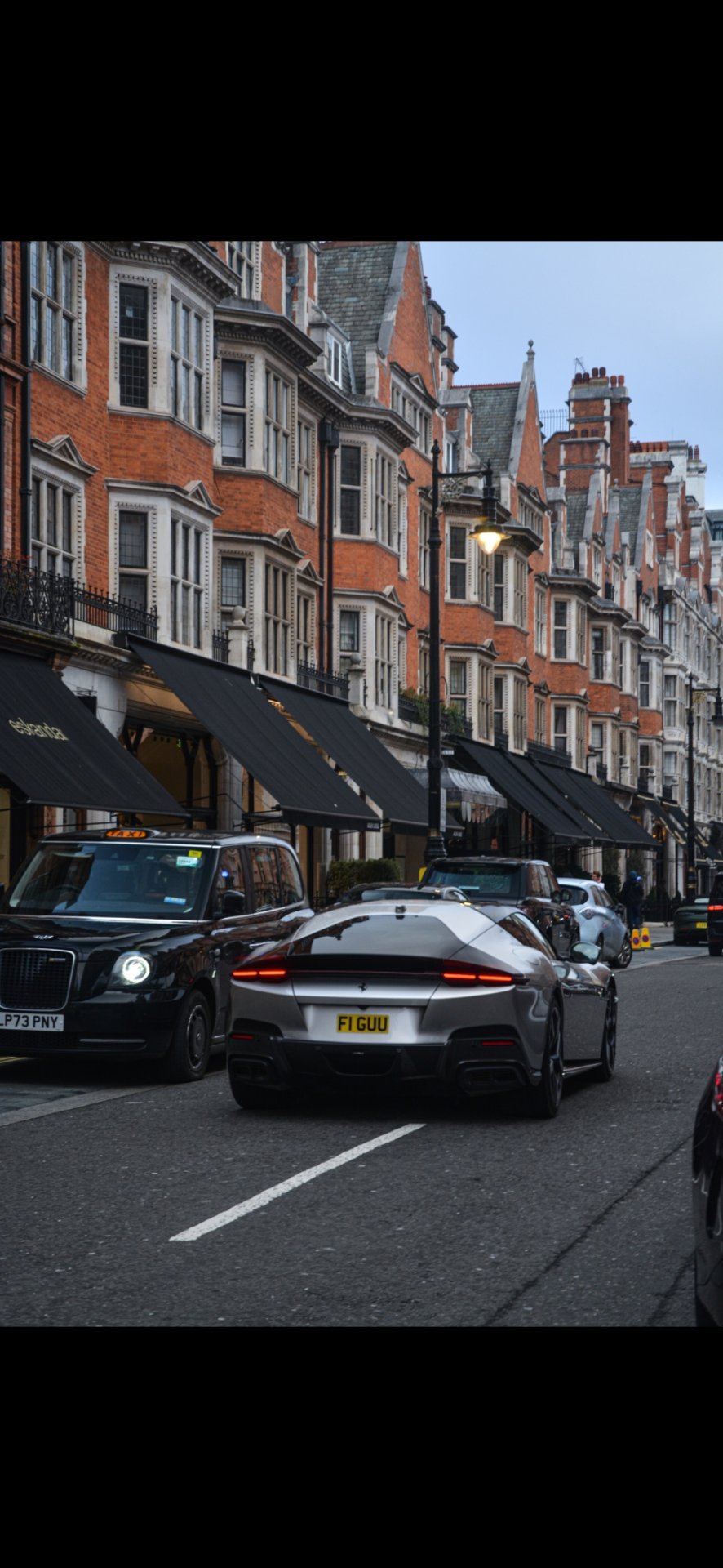 F1 GUU private number plate on a Ferrari 12Cilindri, spotted in London