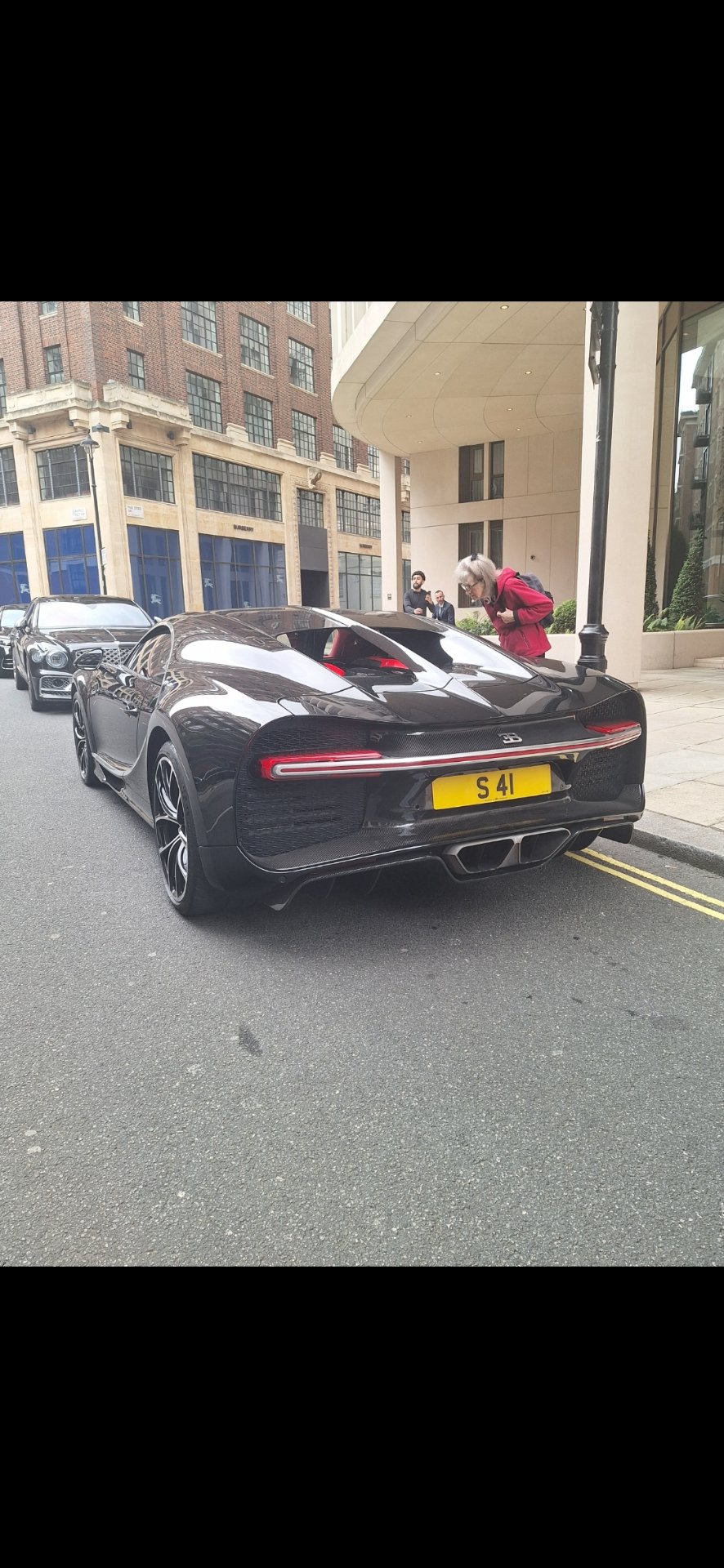 S 41 private number plate on a Bugatti, spotted in London