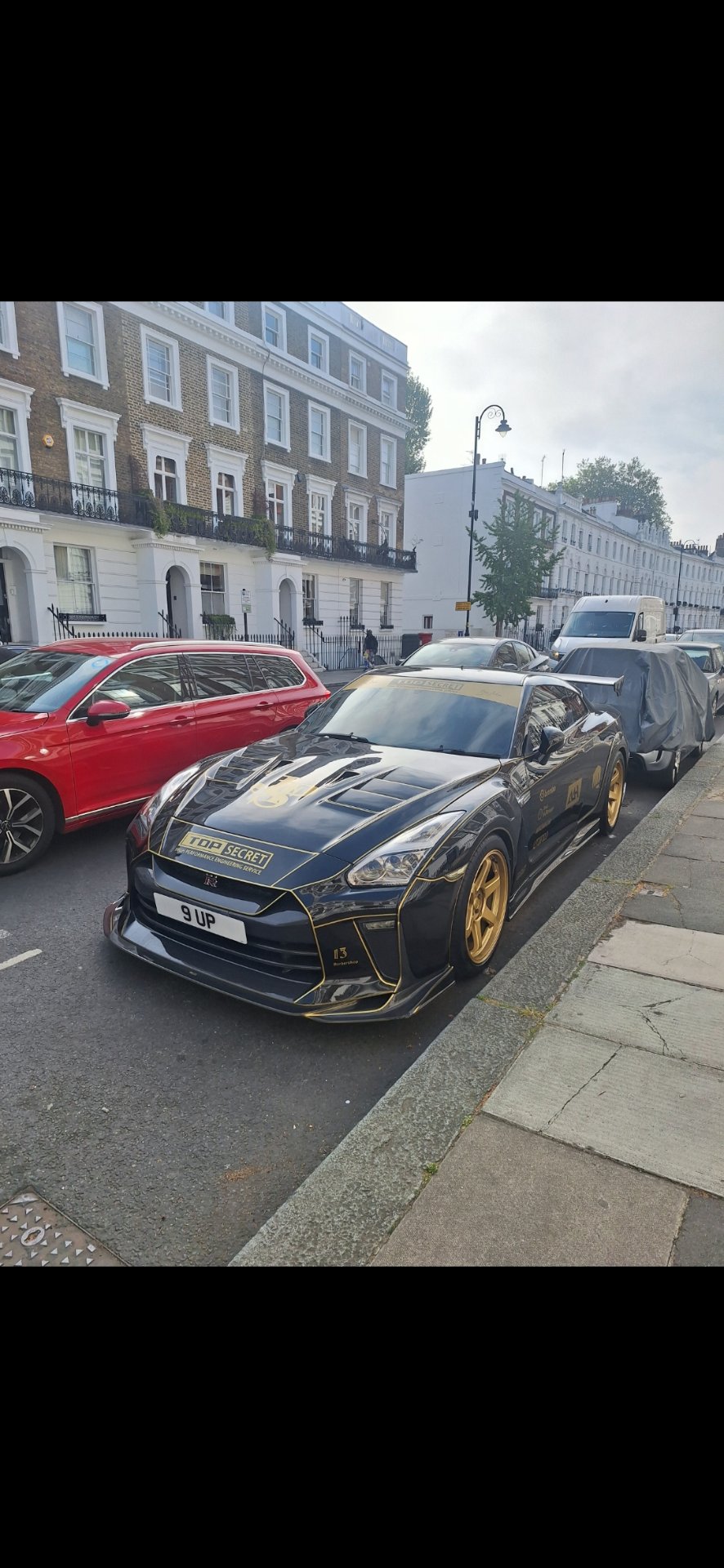9 UP private number plate on a Nissan GT-R, spotted in London