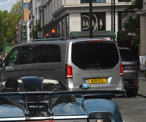R24 STG private number plate on a Mercedes-Benz V-Class, spotted in London
