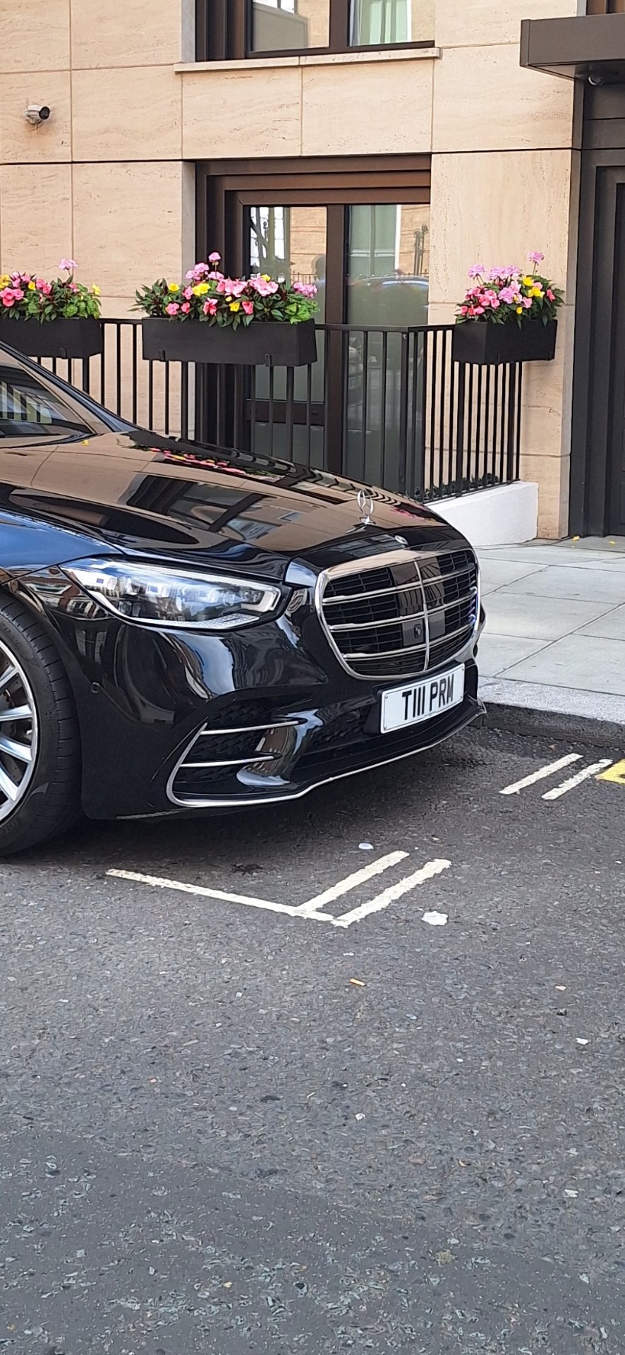 T111 PRW private number plate on a Mercedes-Benz S-Class, spotted in London