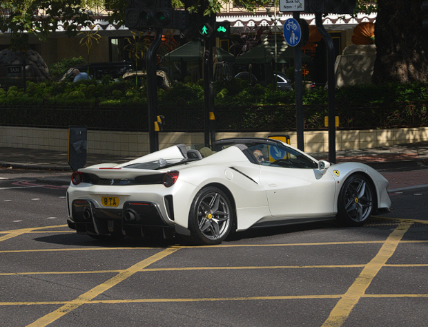 8 TA private number plate on a Ferrari 488, spotted in London