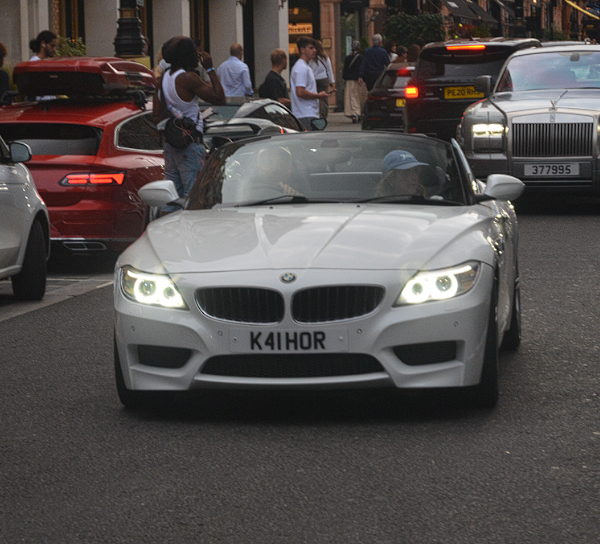 K41 HOR private number plate on a BMW Z4, spotted in London