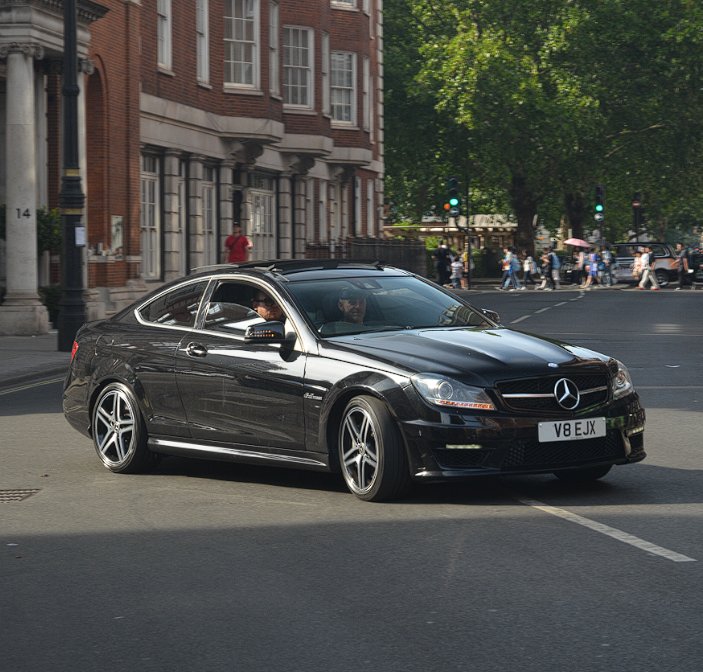 V8 EJX private number plate on a Mercedes-Benz C-Class, spotted in London