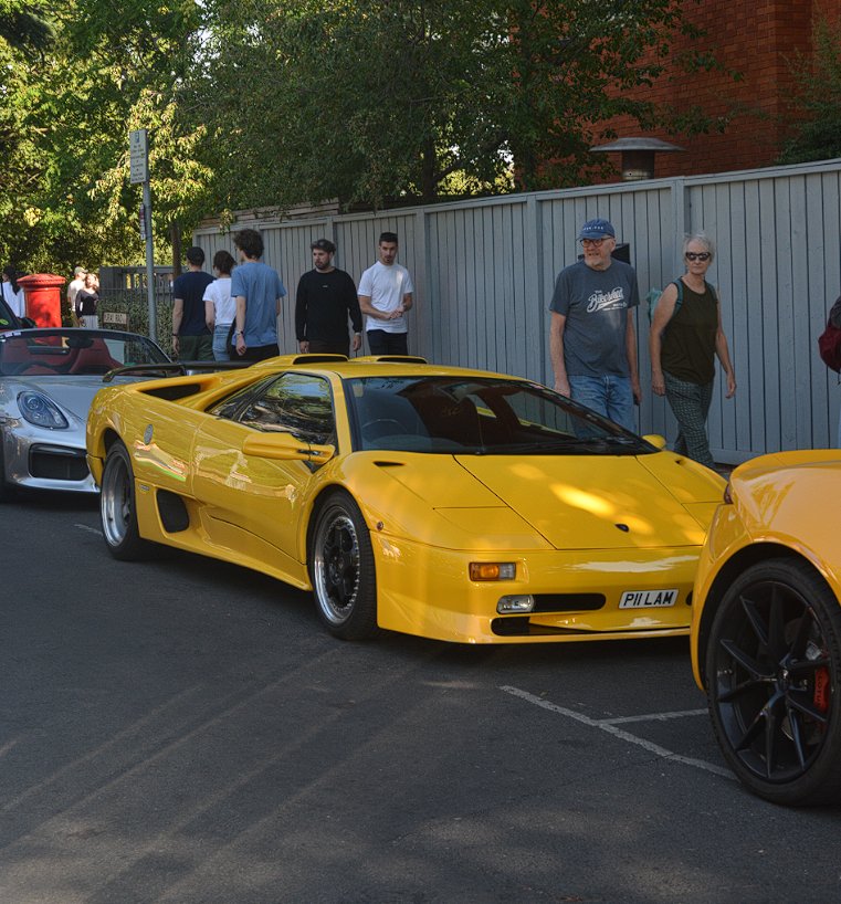 P11 LAM private number plate on a Lamborghini Diablo, spotted in London