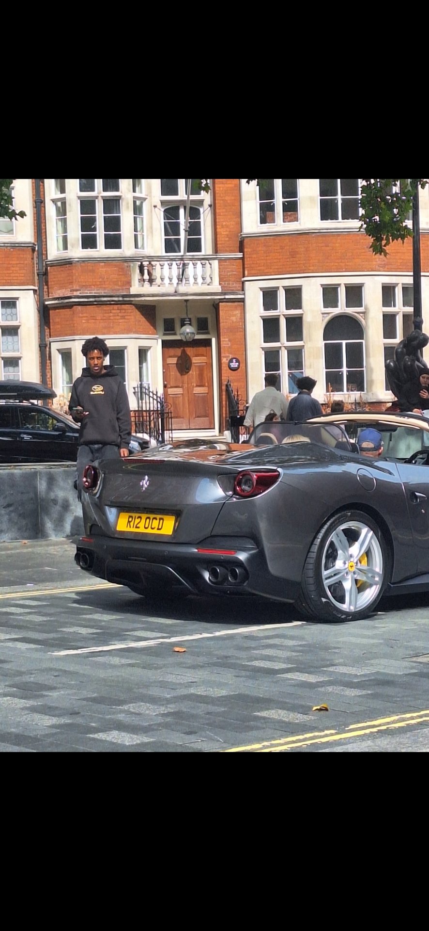 R12 OCD private number plate on a Ferrari Portofino, spotted in London