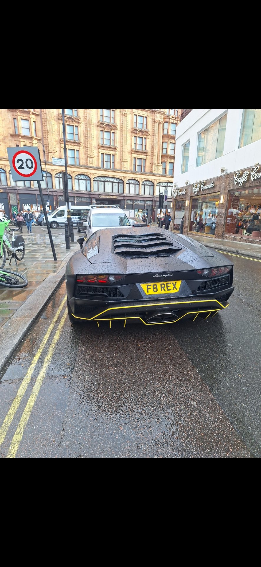 F8 REX private number plate on a Lamborghini, spotted in London