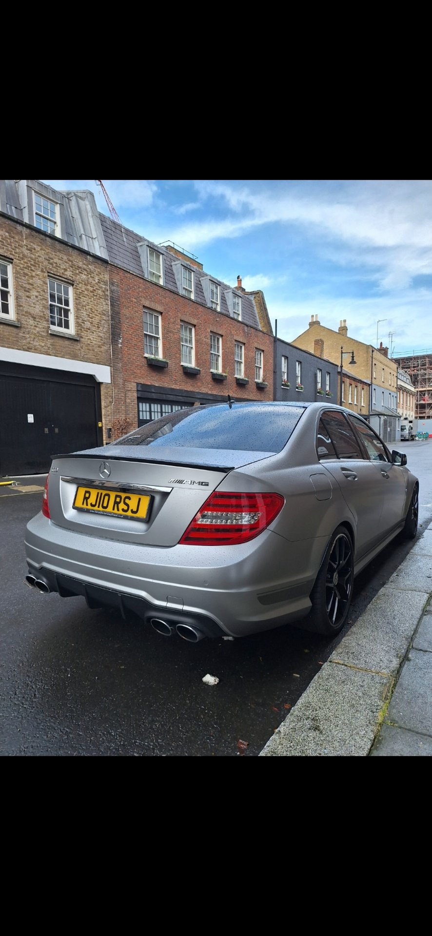 RJ10 RSJ private number plate on a Mercedes-Benz C-Class, spotted in London