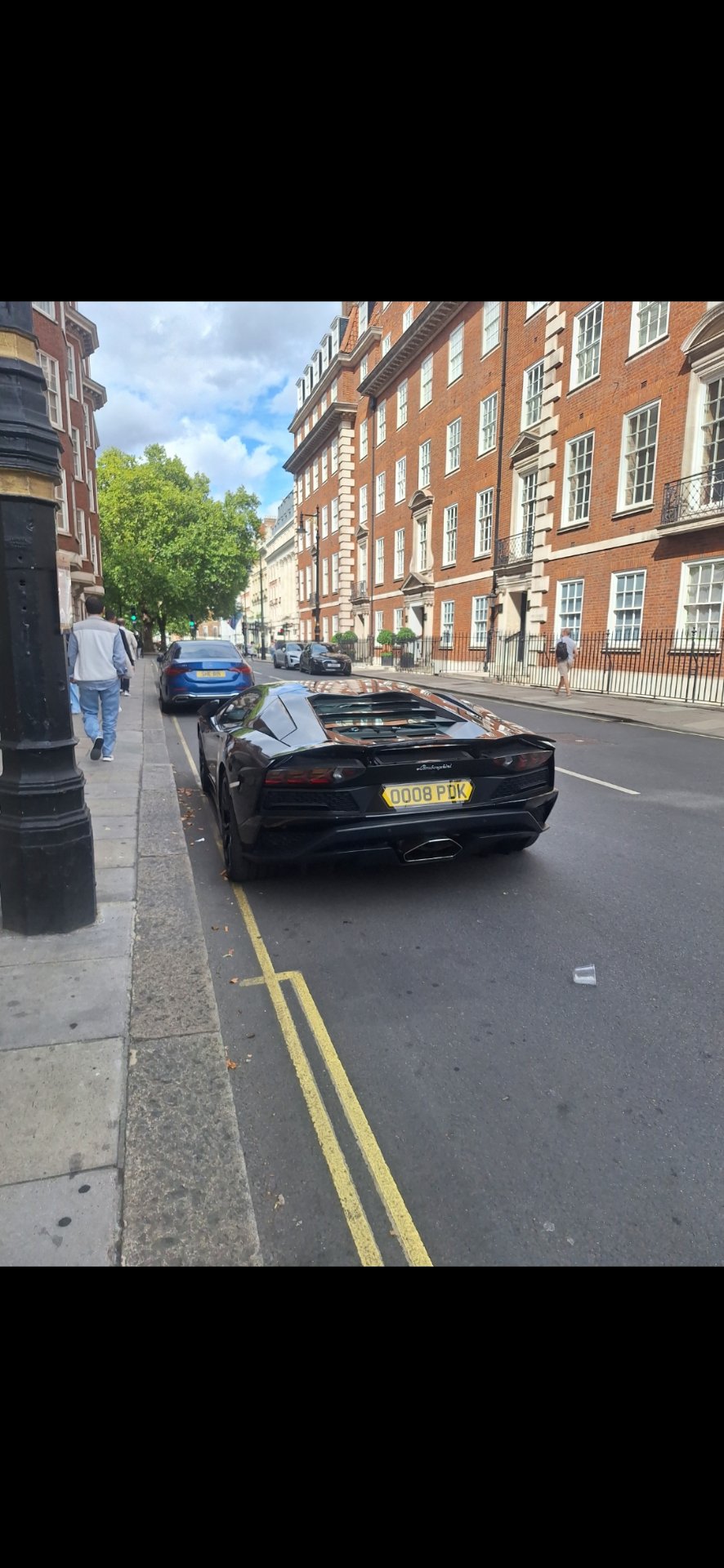 OO08 PDK private number plate on a Lamborghini Aventador, spotted in London