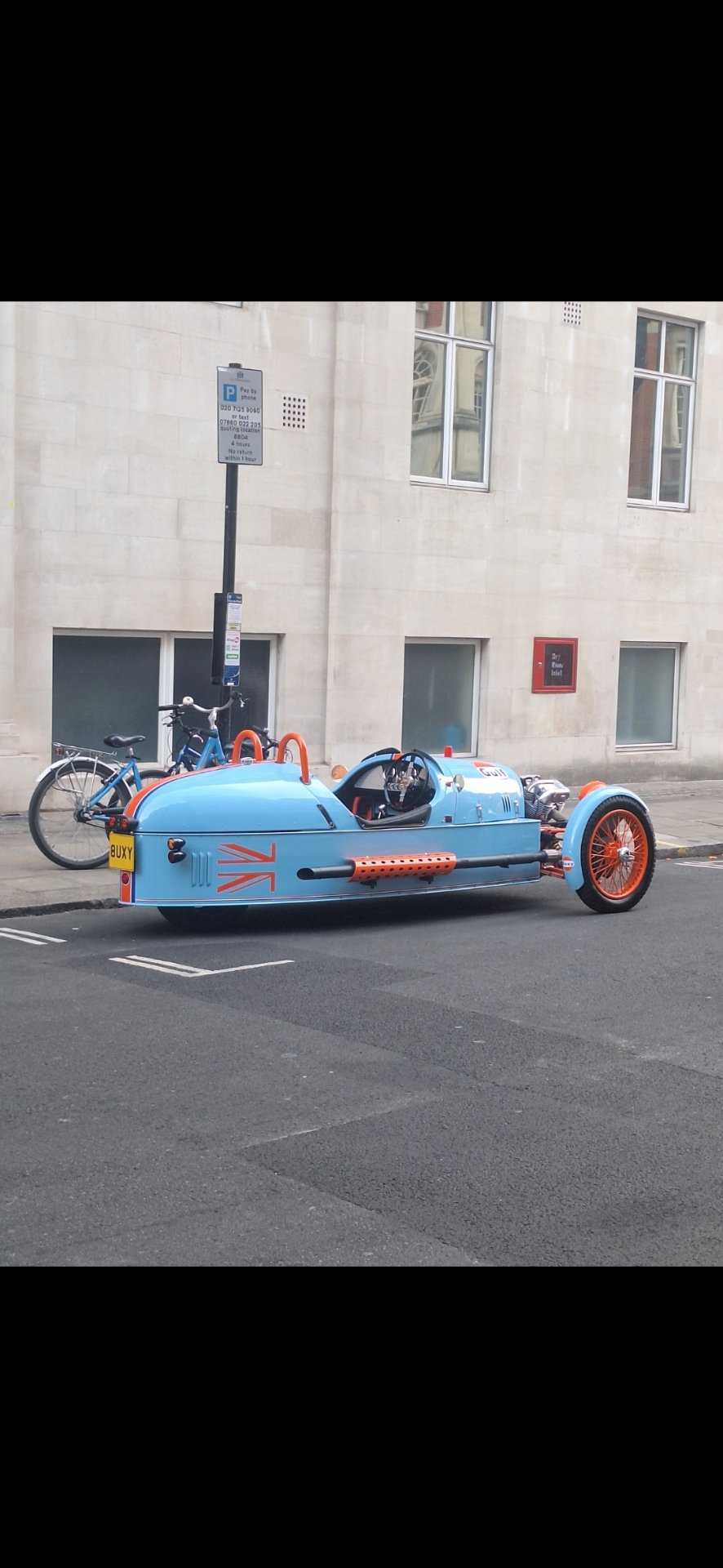 8 UXY private number plate on a Morgan, spotted in London