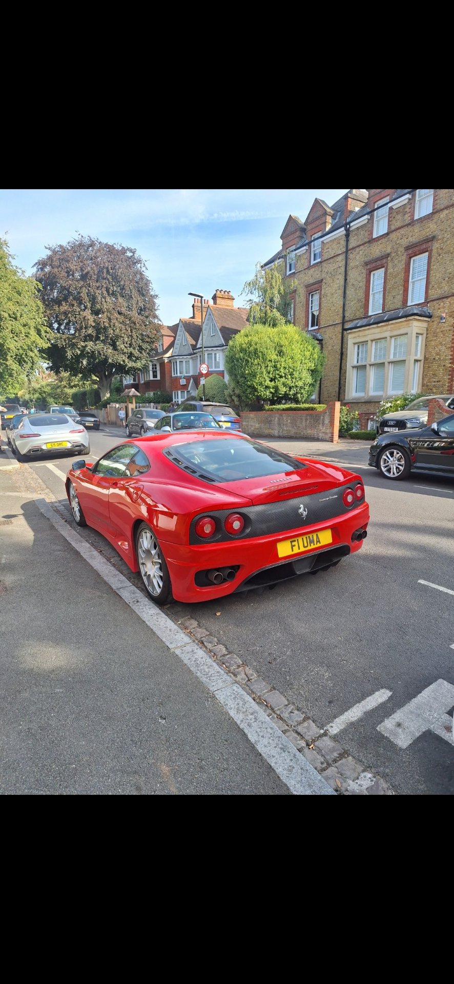 F1 UMA private number plate on a Ferrari 360, spotted in London
