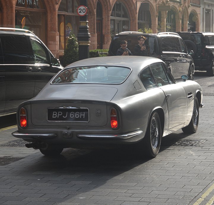 BPJ 66H private number plate on a Aston Martin DB6, spotted in London