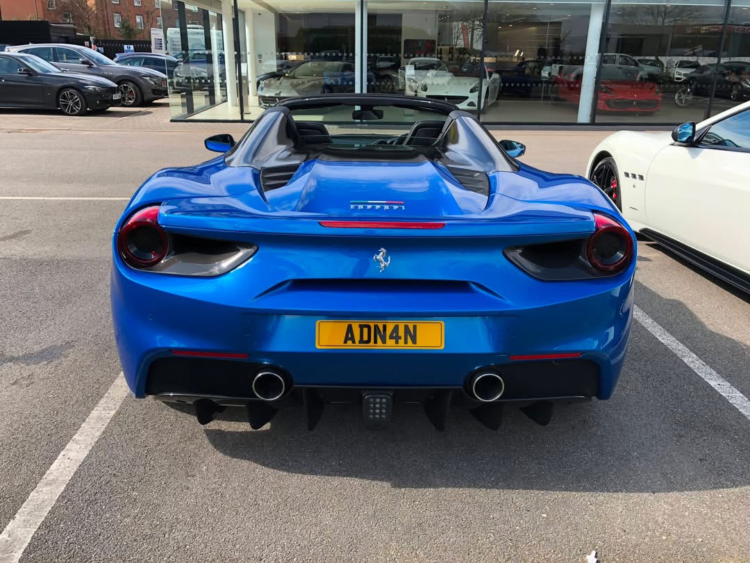 ADN 4N private number plate on a Ferrari 488