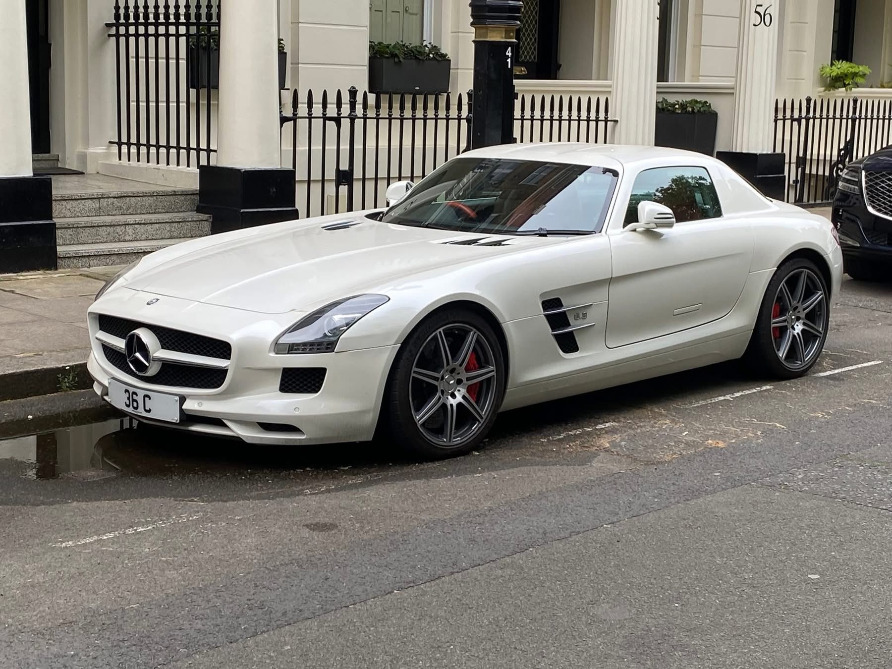 36 C private number plate on a Mercedes-Benz SLS AMG, spotted in London