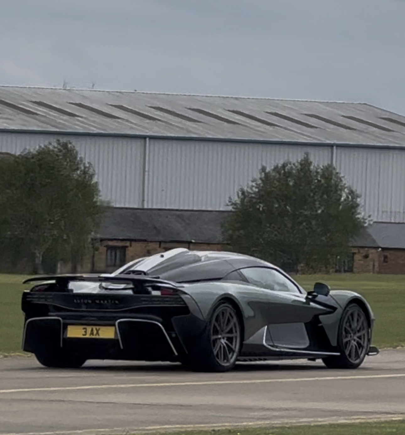 3 AX private number plate on a Aston Martin Valhalla, spotted in Sywell Aerodrome