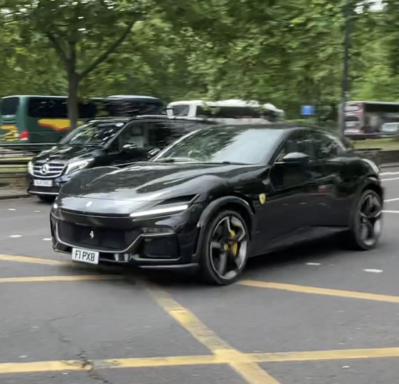 F1 PXB private number plate on a Ferrari Purosangue, spotted in London