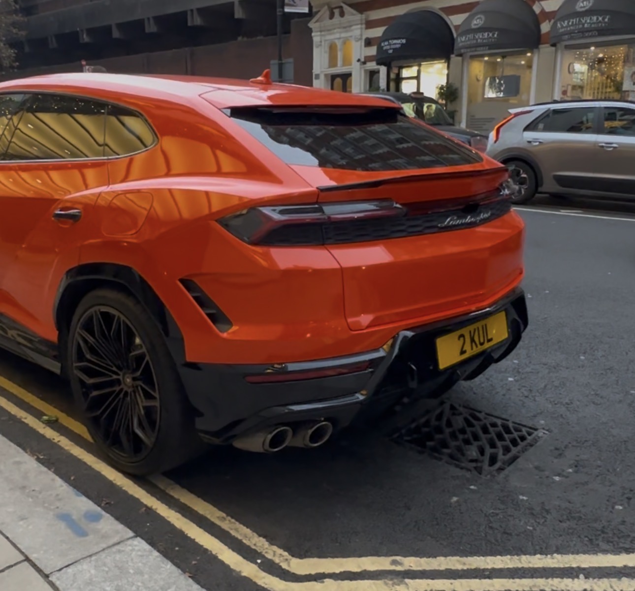 2 KUL private number plate on a Lamborghini Urus, spotted in London