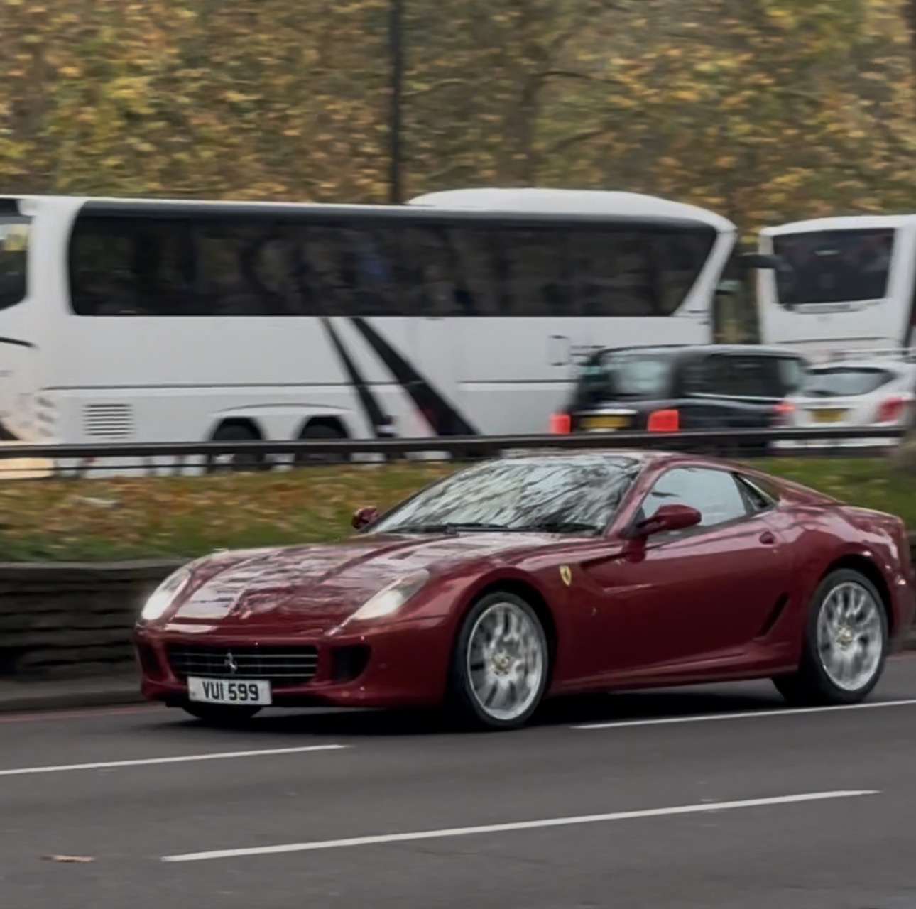 VUI 599 private number plate on a Ferrari 599, spotted in London