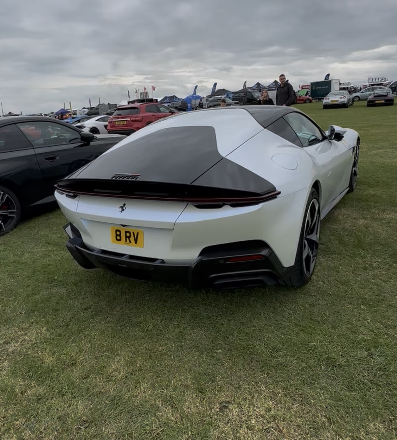 8 RV private number plate on a Ferrari 12Cilindri, spotted in Sywell Aerodrome