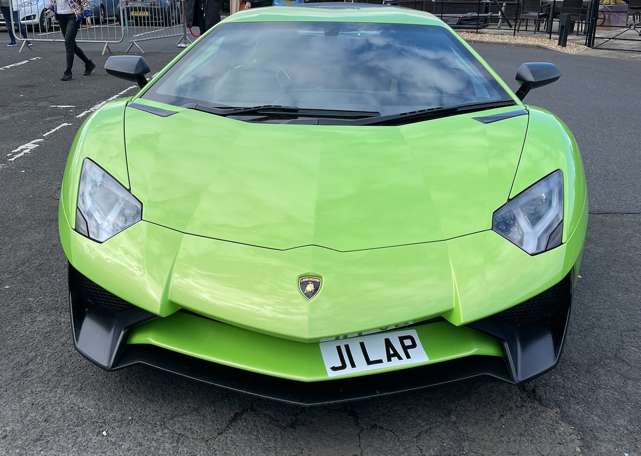 J1 LAP private number plate on a Lamborghini Aventador SV, spotted in Worcestershire