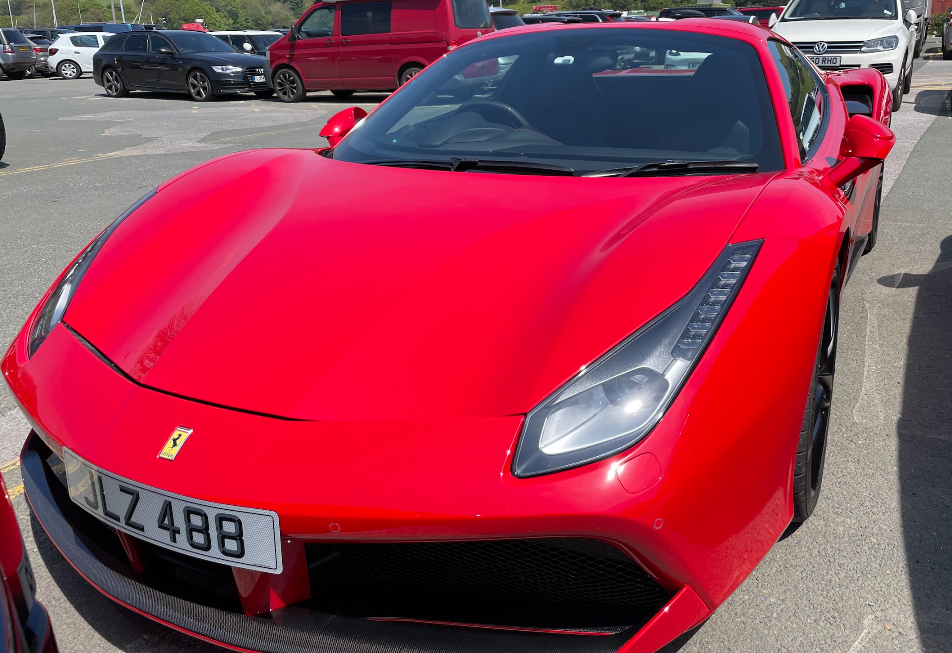 JLZ 488 private number plate on a Ferrari 488, spotted in Salcombe