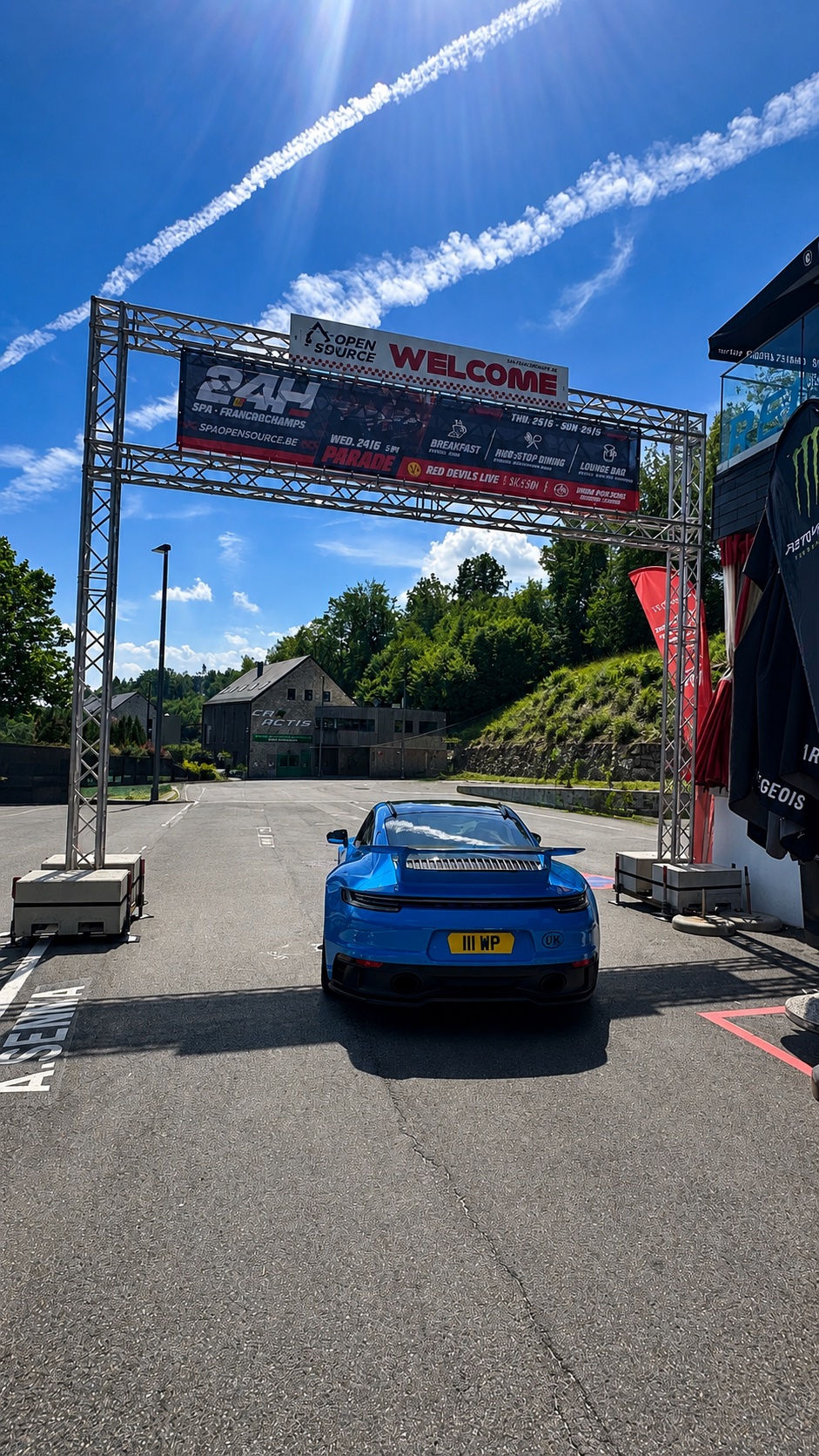 111 WP private number plate on a Porsche 911, spotted in Spa Race Circuit