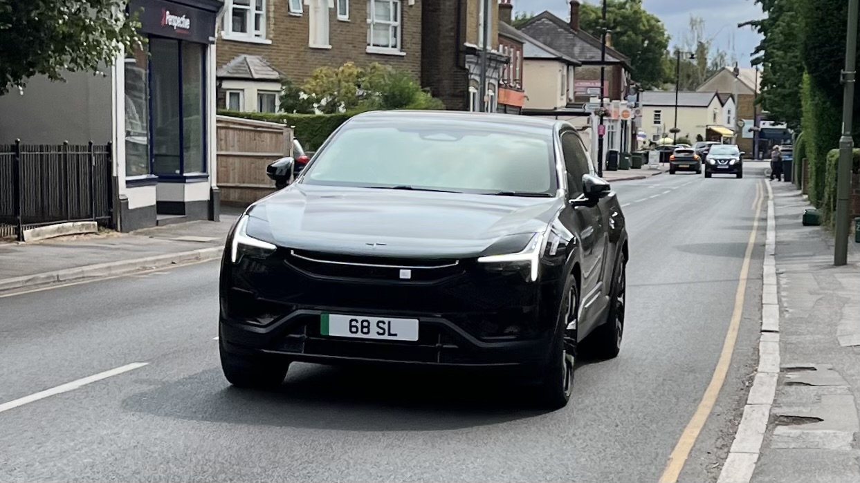 68 SL private number plate on a Polestar, spotted in Walton-on-Thames