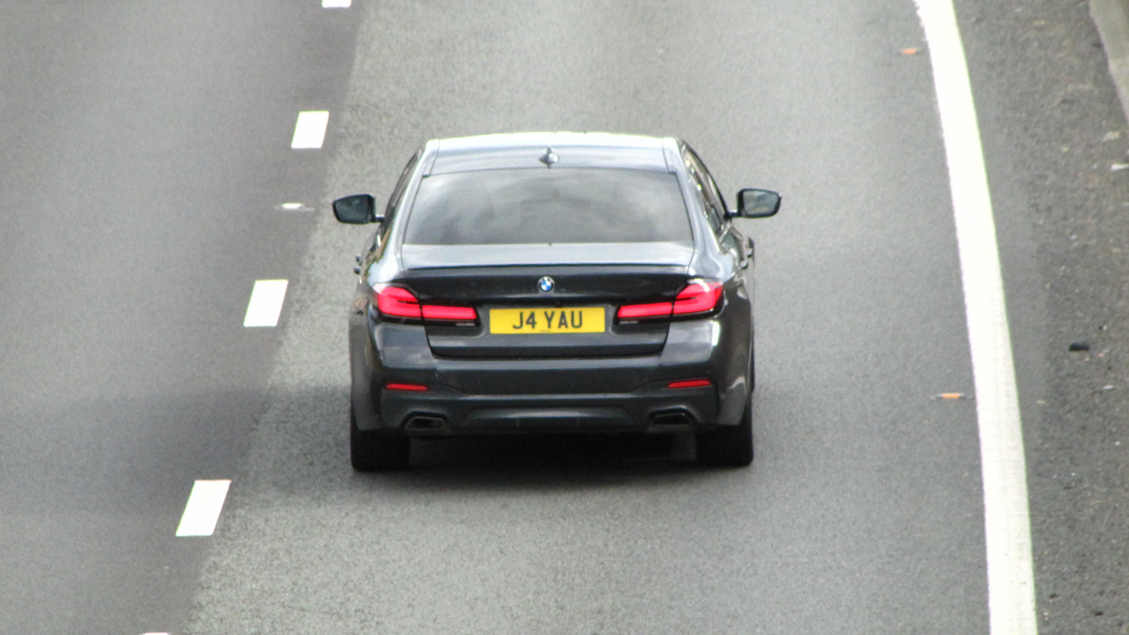 J4 YAU private number plate on a BMW 5 Series, spotted in Slough