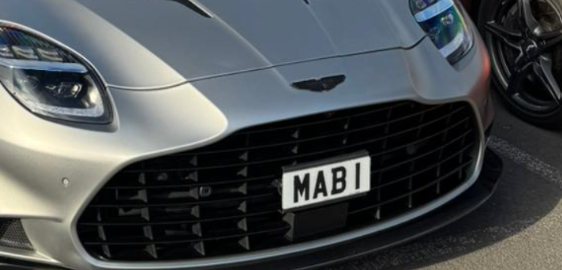 MAB 1 private number plate on a Aston Martin Vanquish, spotted in Walton-on-Thames