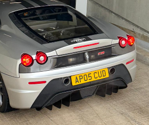 AP05 CUD private number plate on a Ferrari F430