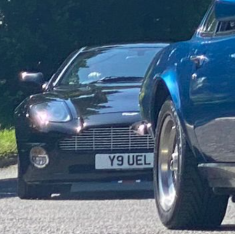 Y9 UEL private number plate on a Aston Martin, spotted in Goodwood Motor Circuit
