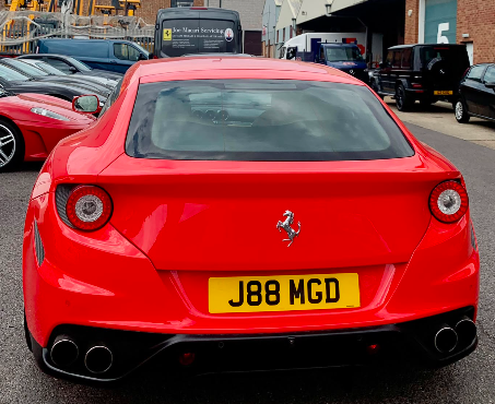 J88 MGD private number plate on a Ferrari