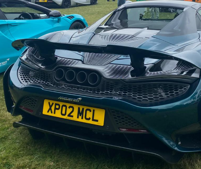 XP02 MCL private number plate on a McLaren 765LT, spotted in Blenheim Palace