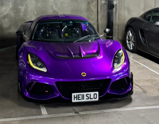 HE11 SLO private number plate on a Lotus Exige