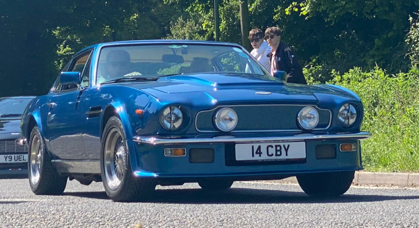 14 CBY private number plate on a Aston Martin V8 Vantage, spotted in Goodwood Motor Circuit
